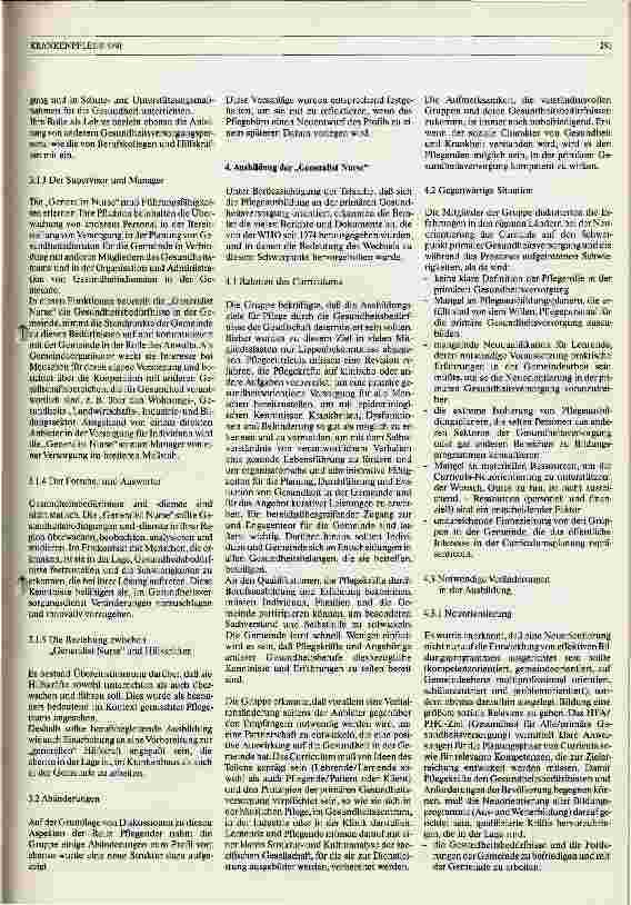 Vorschauseite 3: Entwicklung eines Curriculums Generalist Nurse Bericht über die WHO-Beratung in Turin, 13.-16.6.1990
