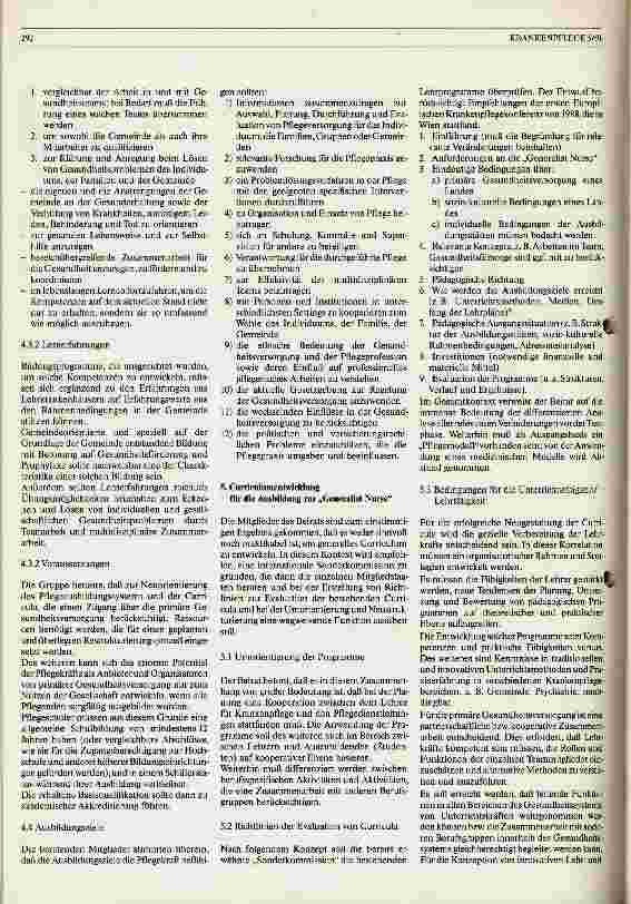 Vorschauseite 4: Entwicklung eines Curriculums Generalist Nurse Bericht über die WHO-Beratung in Turin, 13.-16.6.1990