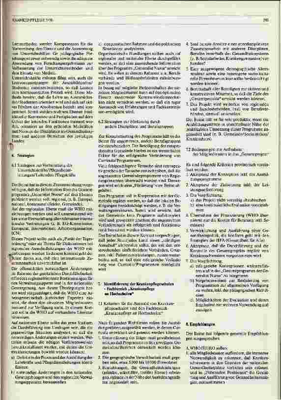 Vorschauseite 5: Entwicklung eines Curriculums Generalist Nurse Bericht über die WHO-Beratung in Turin, 13.-16.6.1990