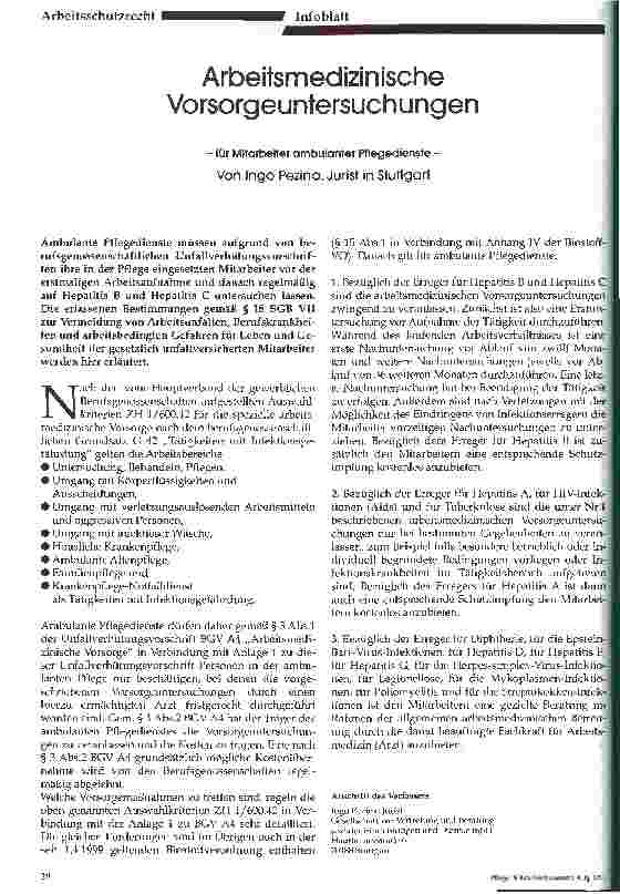 Vorschauseite 1: Arbeitsmedizinische Vorsorgeuntersuchungen