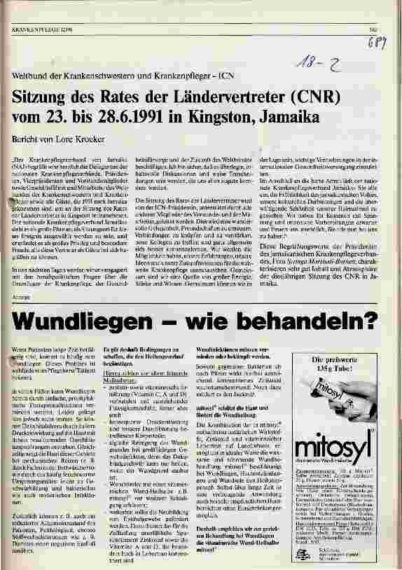 Vorschauseite 1: Sitzung des Rates der Ländervertretung (CNR) vim 23. bis 28.6.1991 in Kingston, Jamaika
