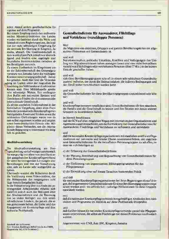 Vorschauseite 6: Sitzung des Rates der Ländervertretung (CNR) vim 23. bis 28.6.1991 in Kingston, Jamaika