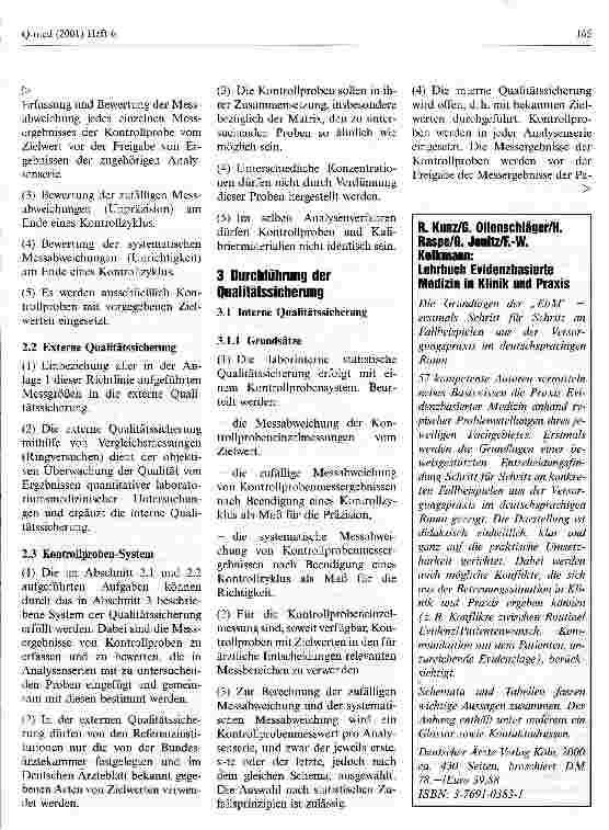 Vorschauseite 4: Richtlinie der Bundesärztekammer zur Qualitätssicherung quantitativer laboratoriumsmedizinischer Untersuchungen