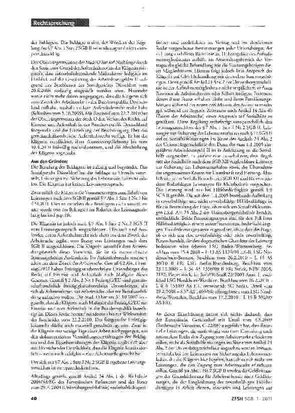 Vorschauseite 3: Ausschluss von SCB-Il-Leistungen für Ausländer europarechtskonform; Auslegung des deutsch-österreichischen Fürsorgeabkommens