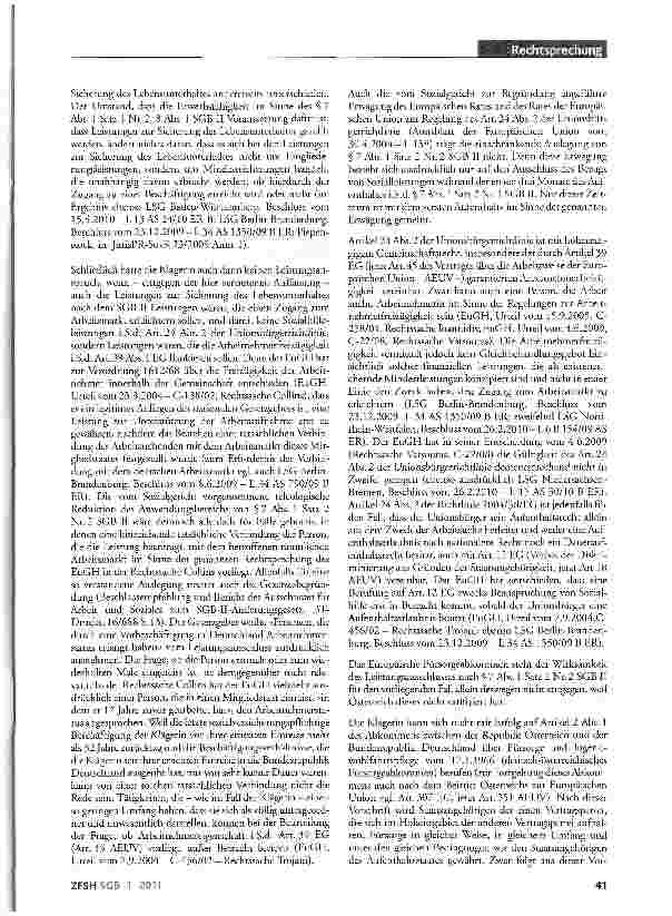 Vorschauseite 4: Ausschluss von SCB-Il-Leistungen für Ausländer europarechtskonform; Auslegung des deutsch-österreichischen Fürsorgeabkommens