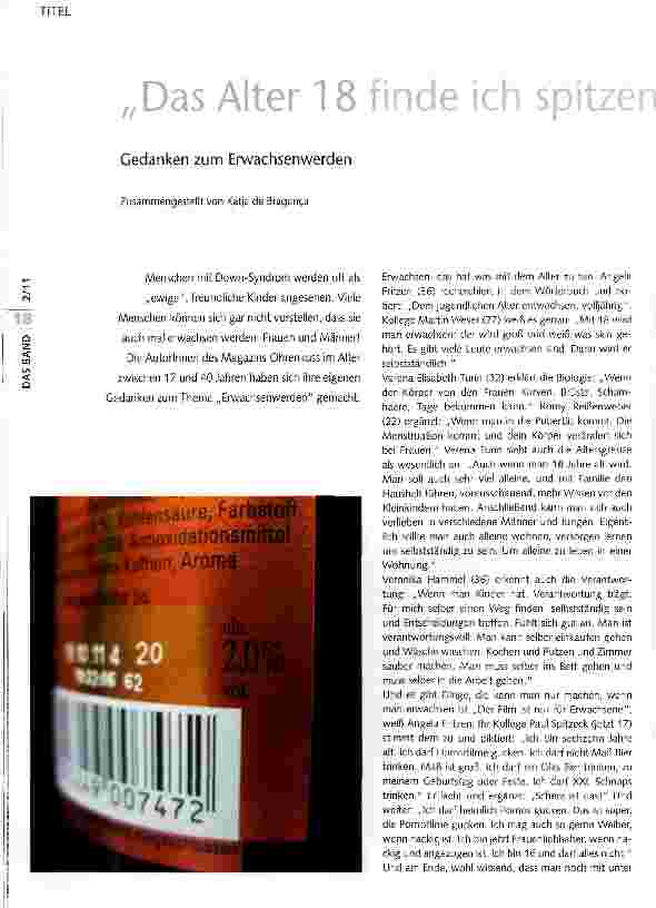 Vorschauseite 1: Das Alter 18 finde ich spitzenklasse