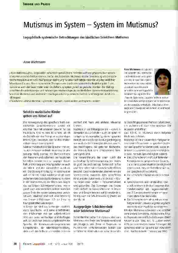 Vorschauseite 1: Mutismus im System - System im Mutismus?