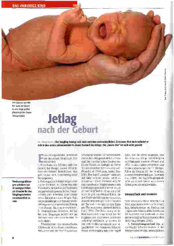 Vorschauseite 1: Jetlag nach der GeburtDer Säugling bewegt sich nicht zwischen unterschiedlichen Zeitzonen. Und doch befindet er sich in den ersten Lebenswochen in einem Zustand des Jetlags: Die „…