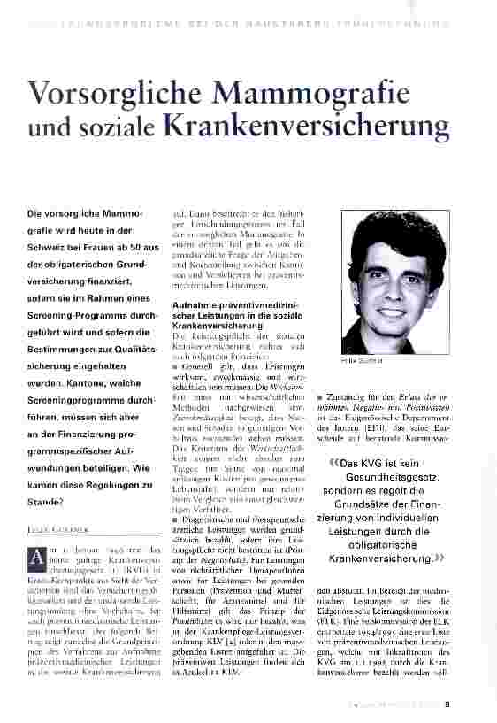 Vorschauseite 1: Vorsorgliche Mammografie und soziale Krankenversicherung