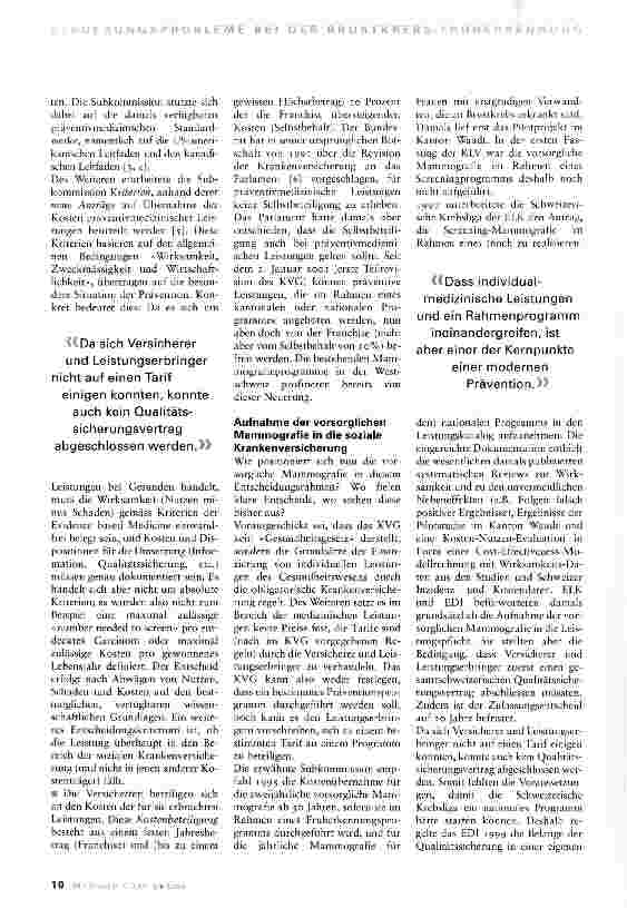 Vorschauseite 2: Vorsorgliche Mammografie und soziale Krankenversicherung