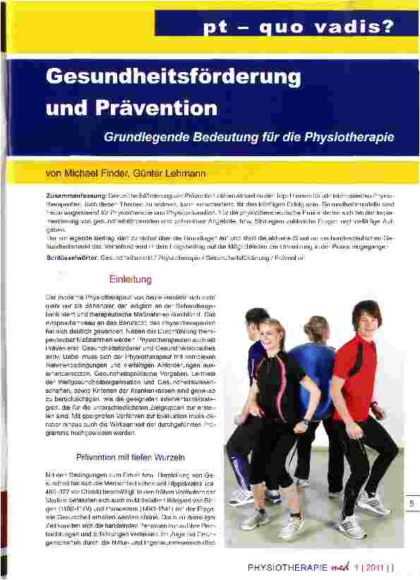 Vorschauseite 1: Gesundheitsförderung und PräventionGrundlegende Bedeutung für die Physiotherapie