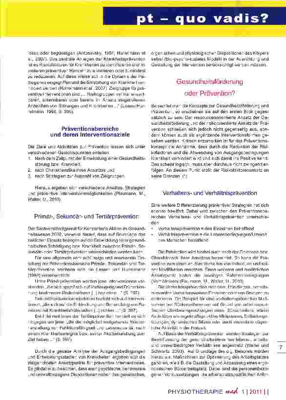 Vorschauseite 3: Gesundheitsförderung und PräventionGrundlegende Bedeutung für die Physiotherapie