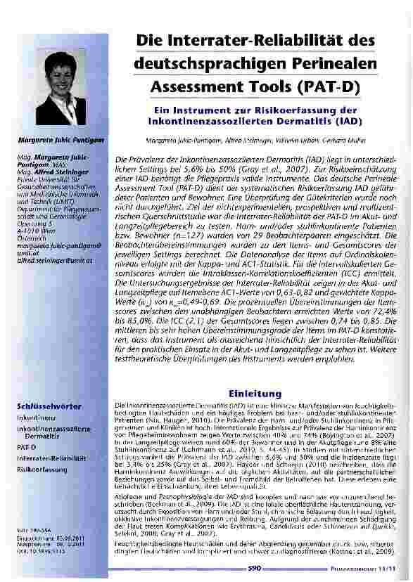 Vorschauseite 1: Die Interrater Reliabilität des deutschsprachigen Perinealen Assessment Tools (PAT-D)