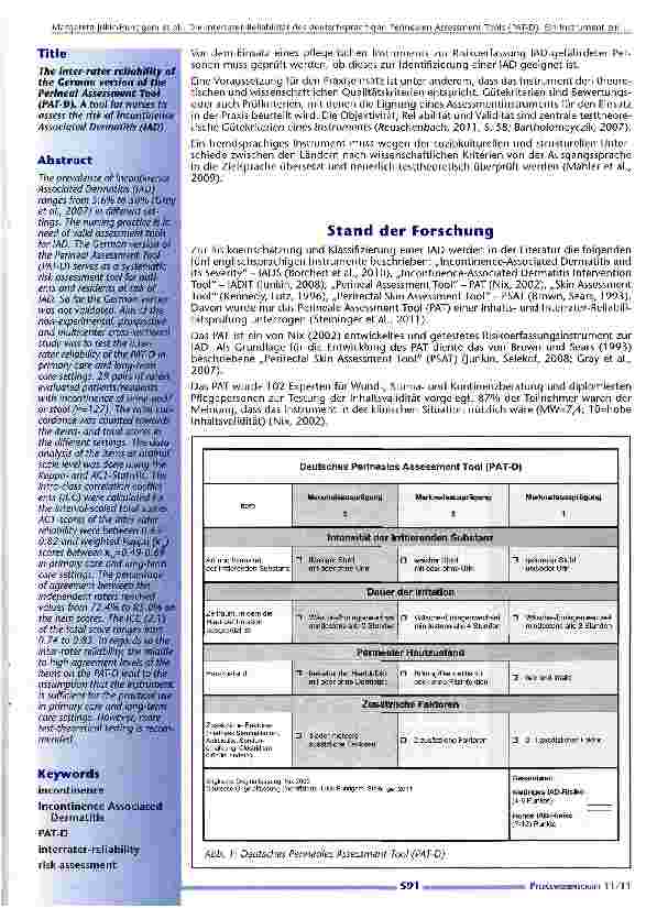 Vorschauseite 2: Die Interrater Reliabilität des deutschsprachigen Perinealen Assessment Tools (PAT-D)