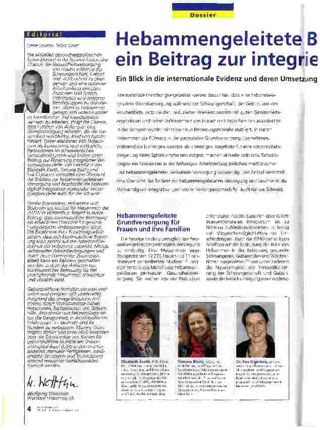 Vorschauseite 1: Hebammengeleitete Betreuung: ein Beitrag zur integrireten rerinatalen Versorgung?