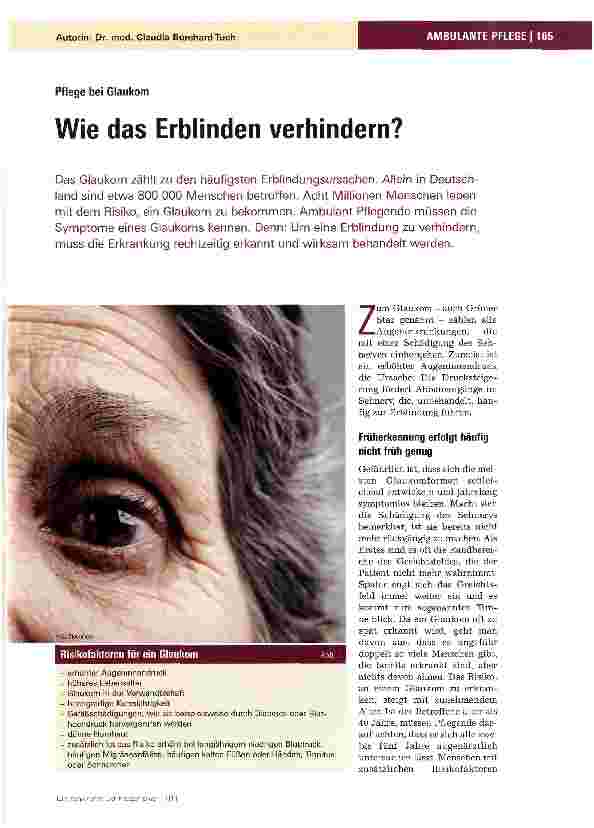 Vorschauseite 1: Wie das Erblinden verhindern?