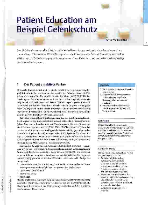Vorschauseite 1: Patient Education am Beispiel Gelenkschutz