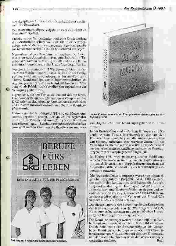 Vorschauseite 2: DKG-Präsident Dr. Thieringer gibt Startschuß für die Gemeinschaftswerbung Berufe fürs Leben