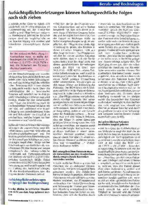 Vorschauseite 1: Aufsichtspflichtverletzungen können haftungsrechtliche Folgen nach sich ziehen