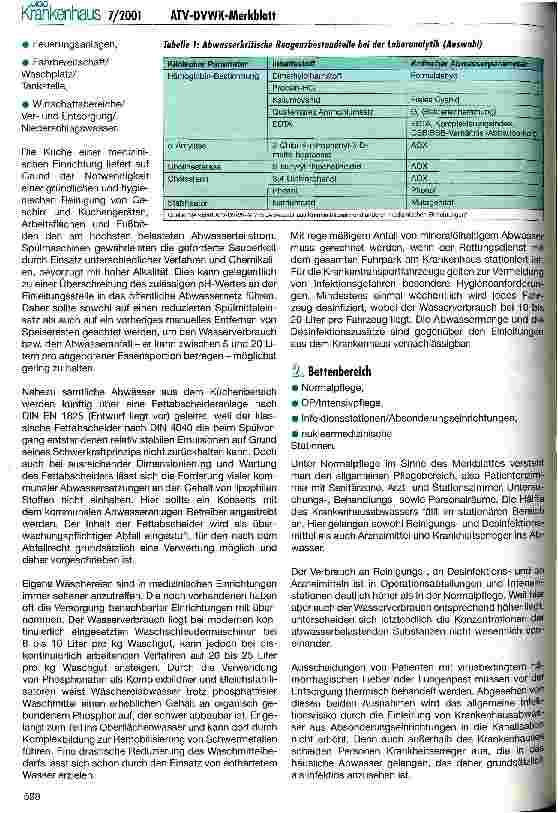 Vorschauseite 2: Abwasser aus Krankenhäusern und anderen medizinischen Einrichtungen