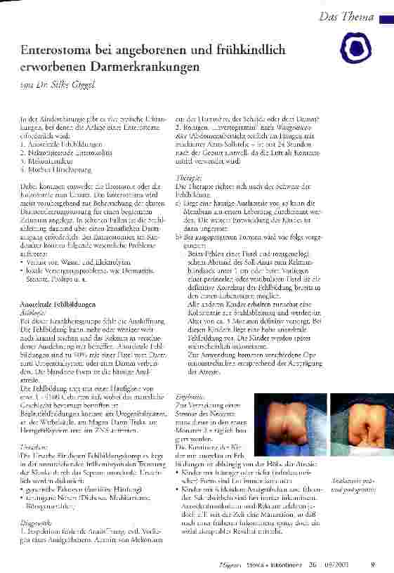Vorschauseite 1: Enterostoma bei angeborenen und frühkindlich erworbenen Darmerkrankungen