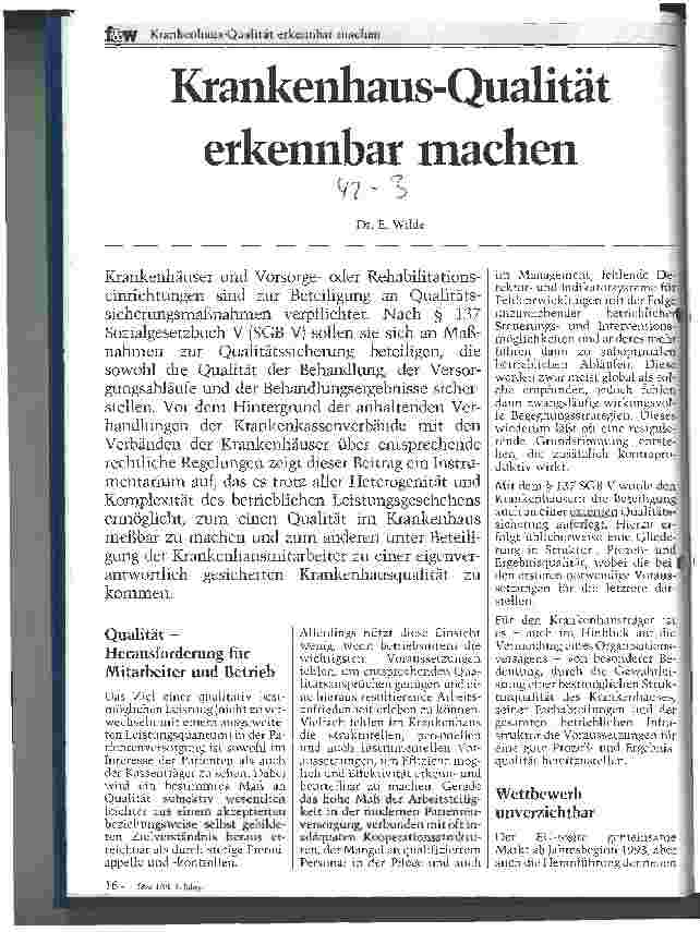 Vorschauseite 1: Krankenhaus-Qualität erkennbar machen