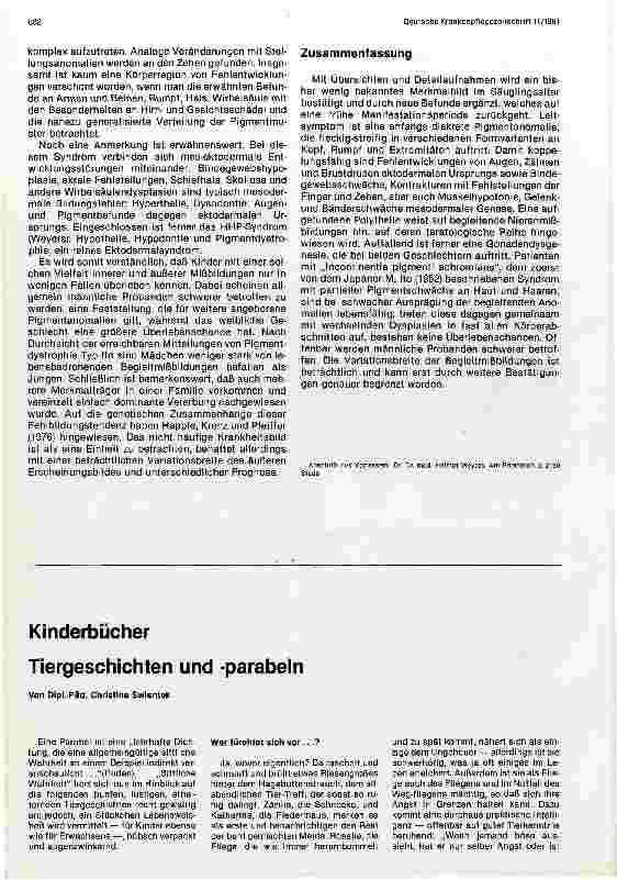 Vorschauseite 4: Angeborene Pigmentanomalien mit multiplen Entwicklungsstörungen