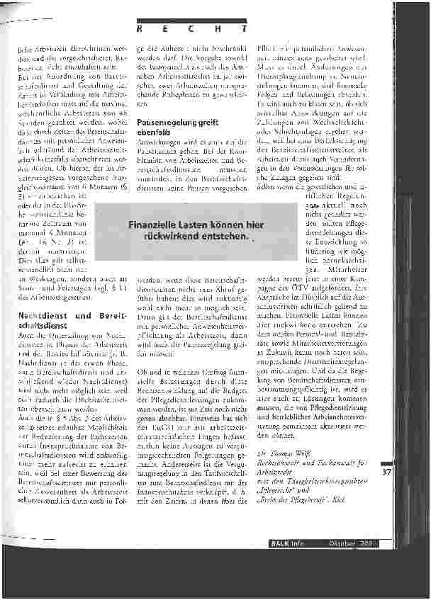 Vorschauseite 4: Bereitschaftsdienst ist zukünftig auch für Pflegekräfte Arbeitszeit Neue Entscheidung des Europäischen Gerichtshofs bestätigt und erweitert Grundsatzurteil