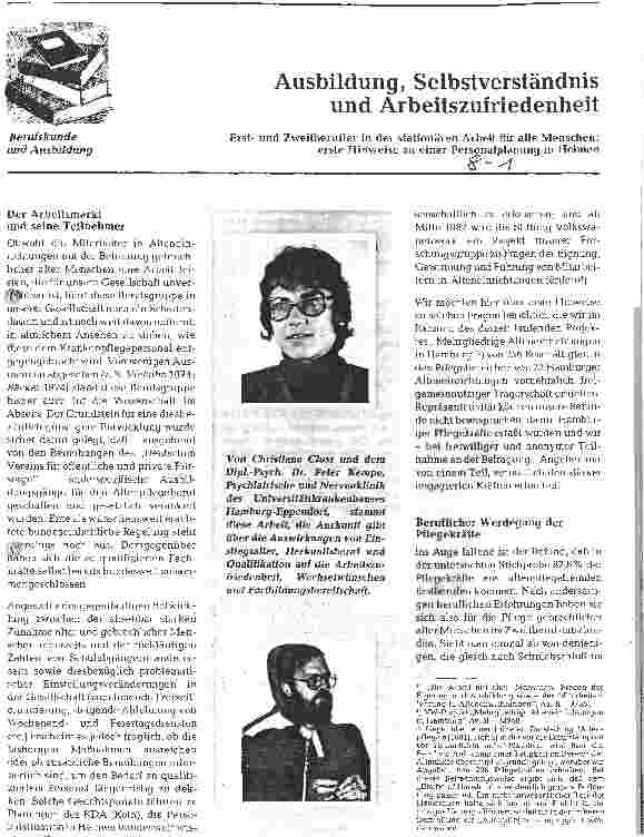 Vorschauseite 1: Ausbildung, Selbstverständnis und Arbeitszufriedenheit