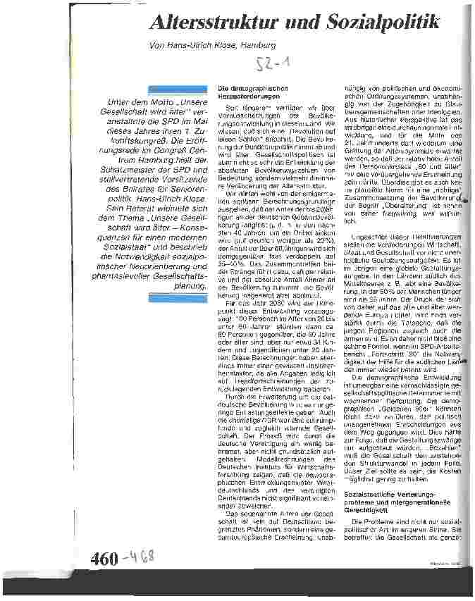 Vorschauseite 1: Altersstruktur und Sozialpolitik