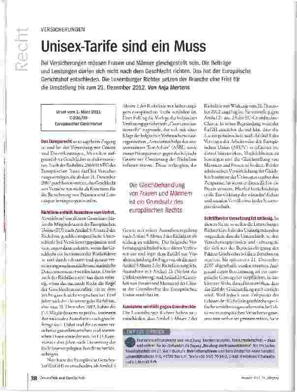 Vorschauseite 1: Unisex-Tarife sind ein Muss