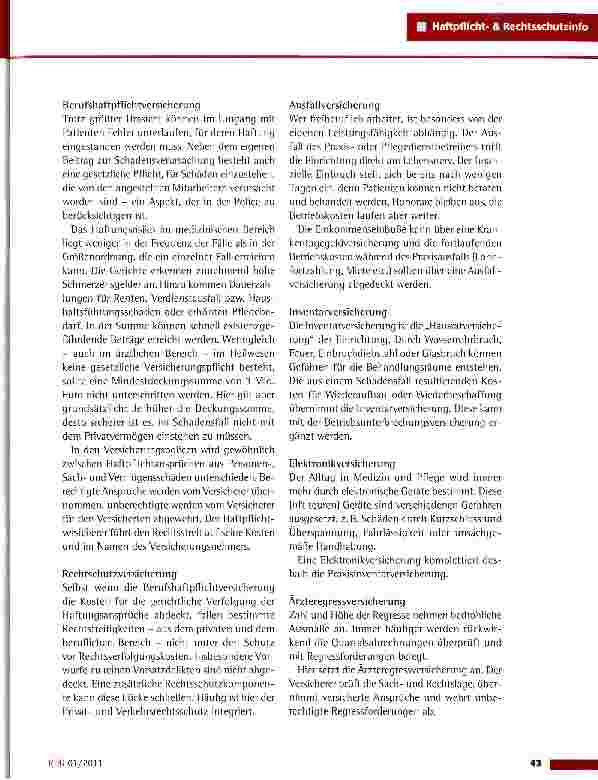 Vorschauseite 2: Versicherungen in der ambulanten Versorgung ein Überblick