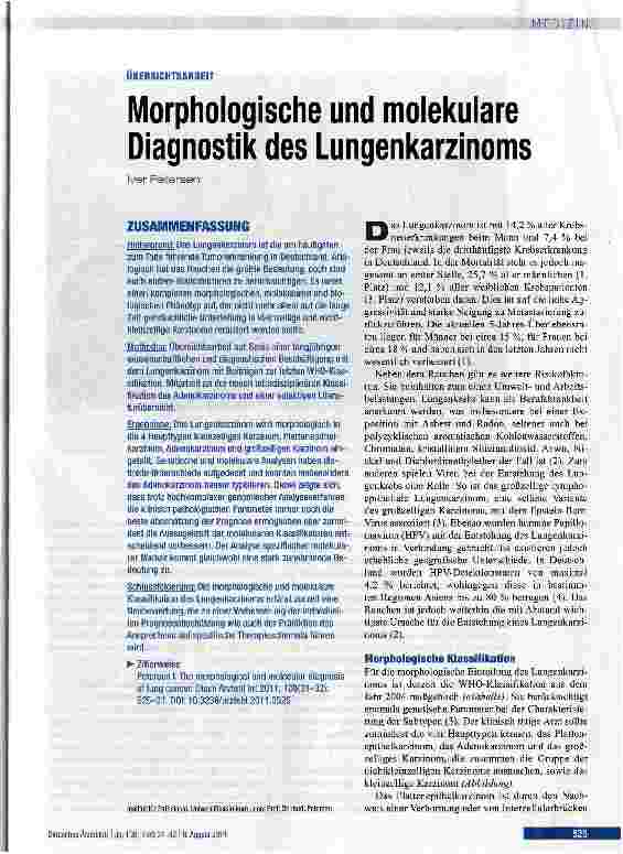 Vorschauseite 1: Morphologische und molekulare Diagnostik des Lungenkarzinoms