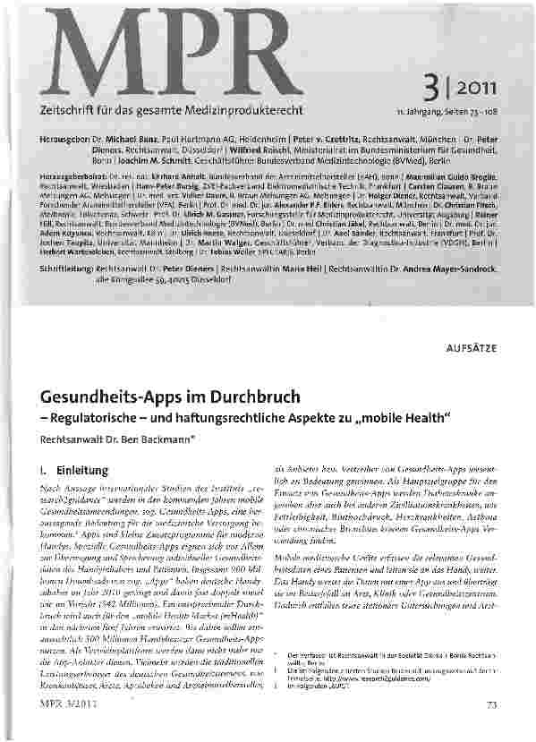 Vorschauseite 1: Gesundheits-Apps im Durchbruch