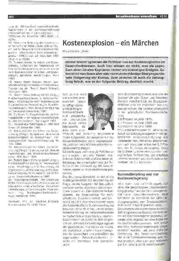 Vorschauseite 1: Kostenexplosion - ein Märchen