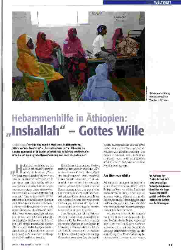 Vorschauseite 1: Hebammenhilfe in Äthiopien: Inshallah - Gottes Wille