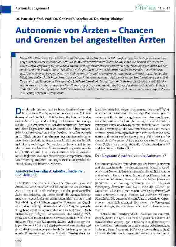 Vorschauseite 1: Autonomie von Ärzten - Chancen und Grenzen bei angestellten Ärzten