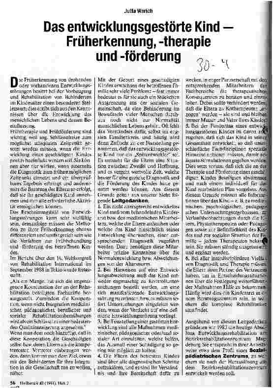 Vorschauseite 1: Das entwicklungsgestörte Kind - Früherkennung, -therapie und -förderung