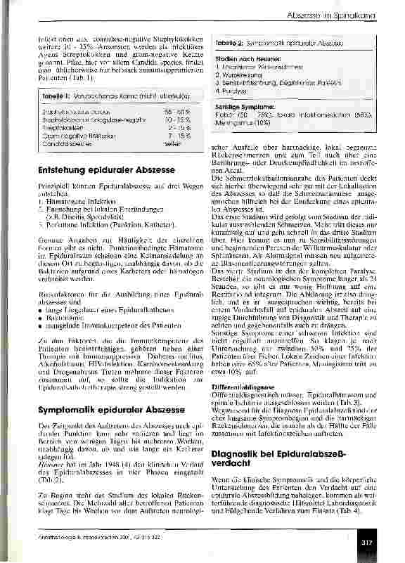 Vorschauseite 2: Abszesse im Spinalkanal (CME 3/01)