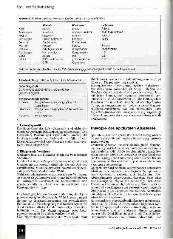 Vorschauseite 3: Abszesse im Spinalkanal (CME 3/01)