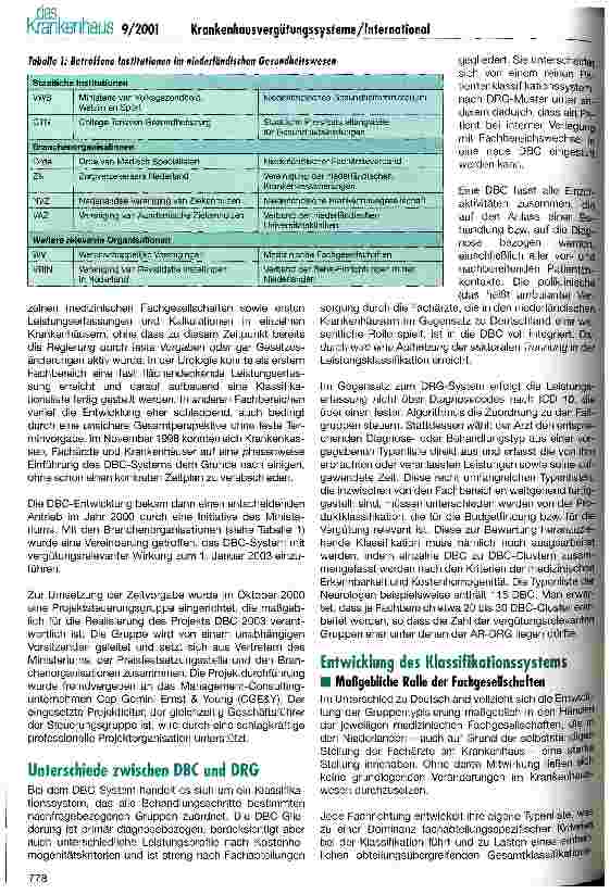 Vorschauseite 2: Das niederländische Projekt DBC 2003 Erfahrungen aus der Einführung eines DRG-ähnlichen Vergütungssystems