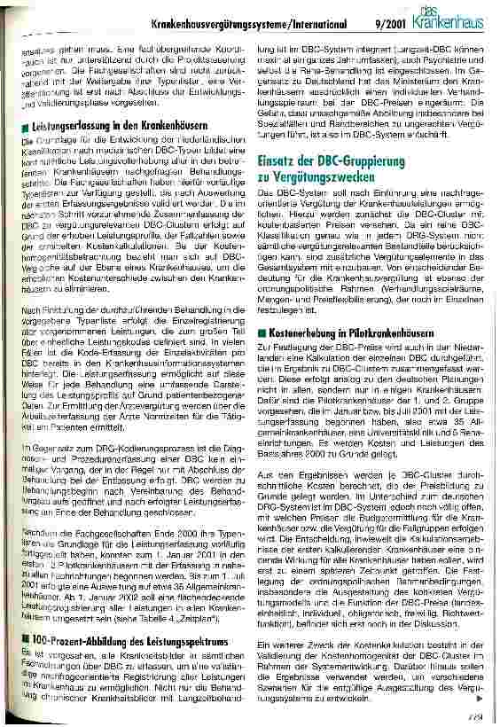 Vorschauseite 3: Das niederländische Projekt DBC 2003 Erfahrungen aus der Einführung eines DRG-ähnlichen Vergütungssystems