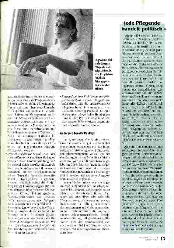 Vorschauseite 4: Damit es uns nicht wie den Indios ergeht ... Zukunft der Pflege
