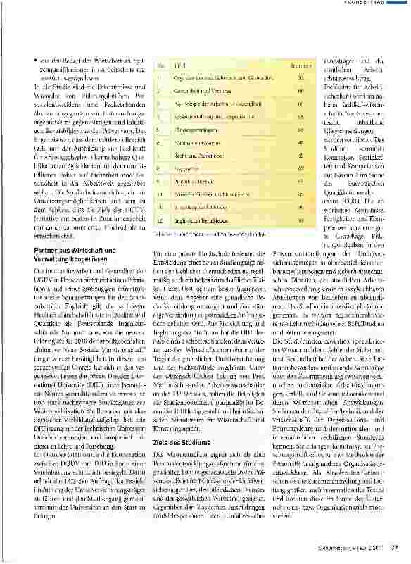 Vorschauseite 2: Karrierechance im ArbeitsschutzNeues Masterstudium für Sicherheitsexperten