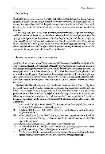 Vorschauseite 2: Ethische Entscheidungskriterien und -Strategien für Ärzte in unsicheren SituationenWie weit helfen Newmans Auffassungen von theologischer und ethischer Gewissheit?