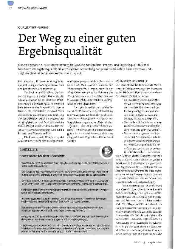 Vorschauseite 1: Der Weg zu einer guten Ergebnisqualität