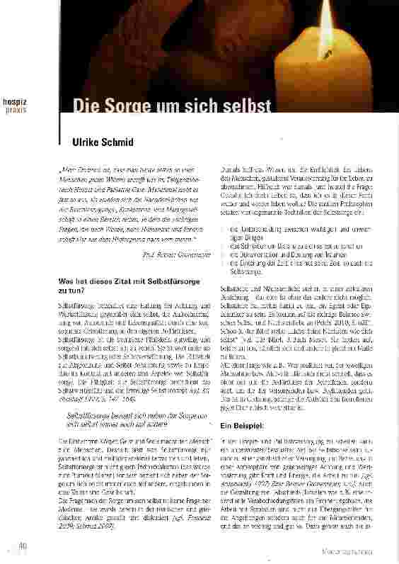 Vorschauseite 1: Die Sorge num sich selbst