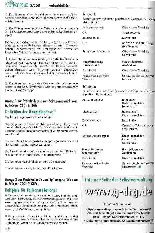 Vorschauseite 2: Protokollnotiz zum Spitzengespräch am 6. Februar 2001 in Köln sowie Lösungsvorschlag für das weitere Vorgehen