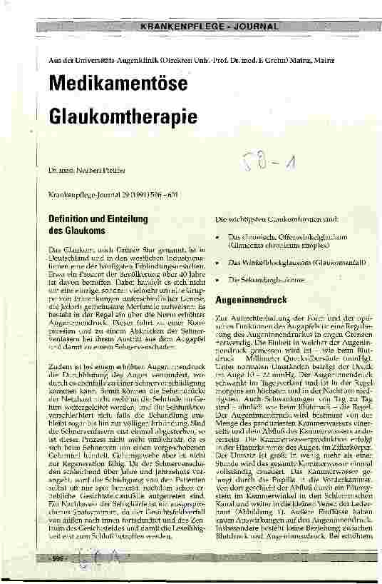 Vorschauseite 1: Medikamentöse Glaukomtheraphie
