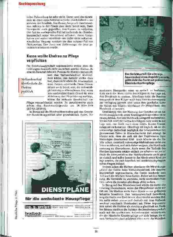 Vorschauseite 2: Richtlinien heben Rechte nicht auf Urteil zu Richtlinien Häuslicher Krankenpflege stärkt die Rechte der Versicherten